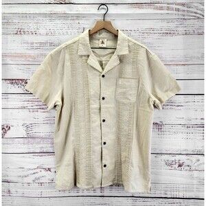 Dandy Del Mar Brisa Shirt Men's Sz XL Beige Casual Button Down Linen Blend EUC!